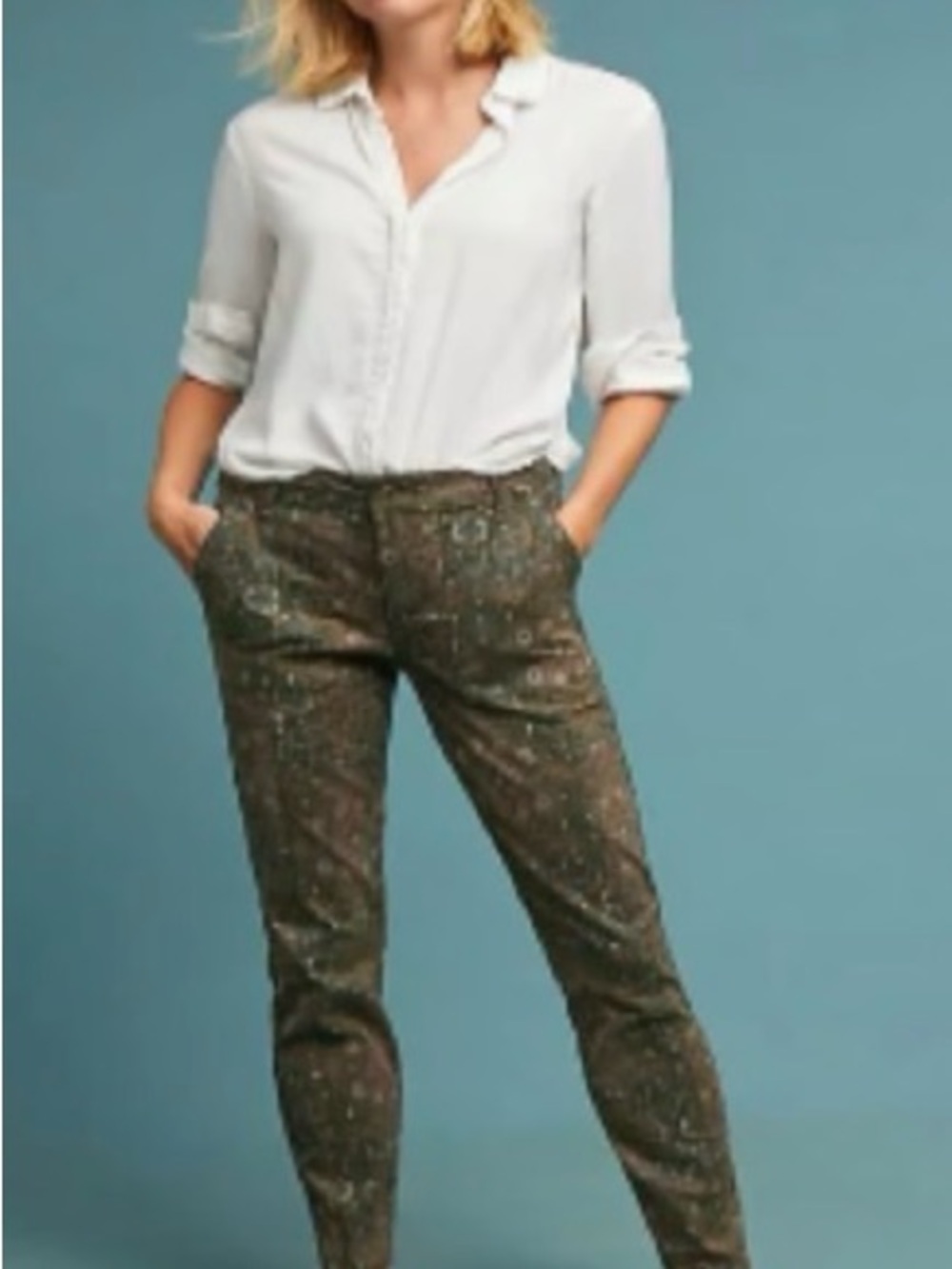 ANTHROPOLOGIE Cadet Slim Utility Pant in Southwest Print Plus Size 32